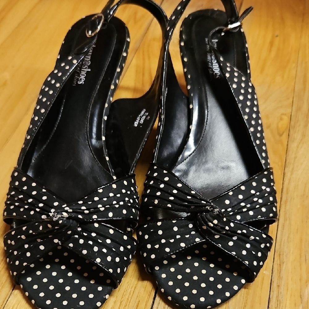 Polka Dot Slingback Sandals Size 10